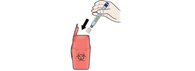 Throw away (discard) the used autoinjector and the white cap.