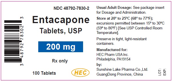 Entacapone Tablets USP 200 mg 100s Bottle Label