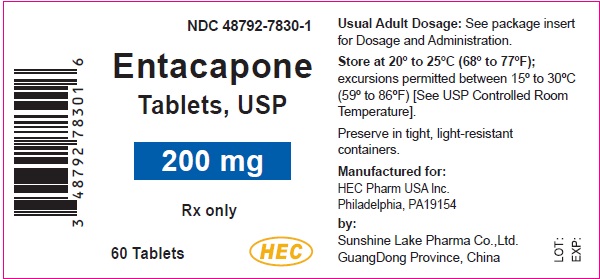 Entacapone Tablets USP 200 mg 60s Bottle Label