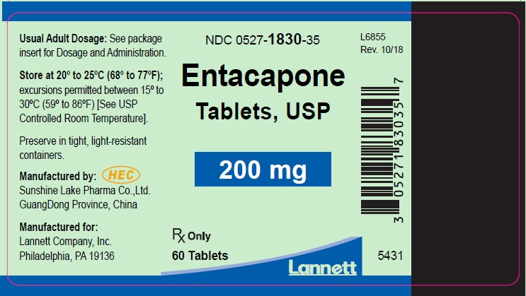 Entacapone Tablets USP 200 mg 60s Bottle Label