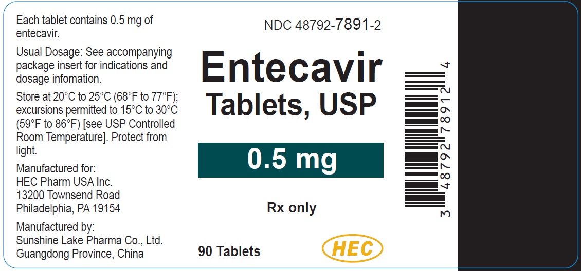 Entecavir Tablets, USP 0.5 mg Bottle Label