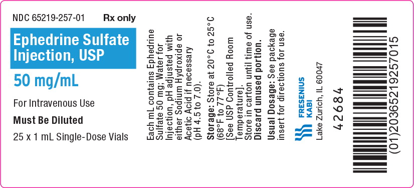 PACKAGE LABEL - PRINCIPAL DISPLAY – Ephedrine Sulfate 50 mg/mL Shelf Carton
