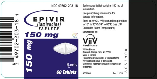 Epivir 150 mg 60 count label
