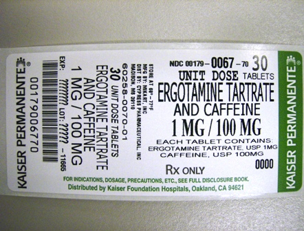Ergotamine and Caffeine Package Label