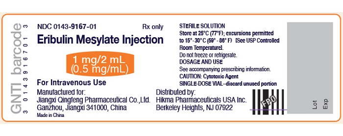 PRINCIPAL DISPLAY PACKAGE - Eribulin Mesylate Injection 1 mg/2 mL Vial Label