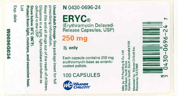 PRINCIPAL DISPLAY PANEL
NDC 0430-0696-24
ERYC
(Erythromycin Delayed-
Release Capsules, USP)
250 mg
100 Capsules
Rx Only
