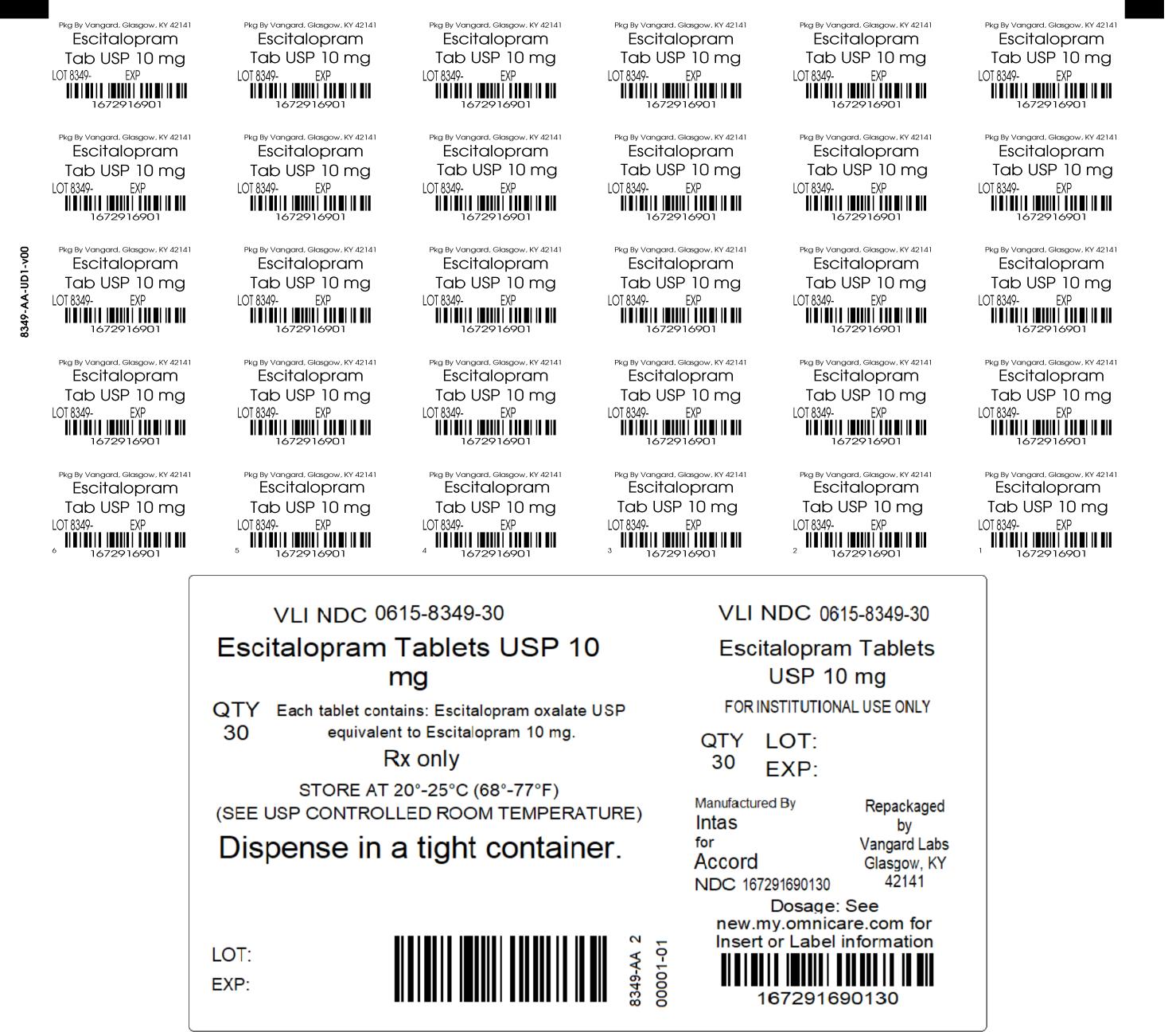 Escitalopram 10mg tab unit dose label