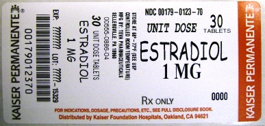 Estradiol 1 mg 100 Tablets Label