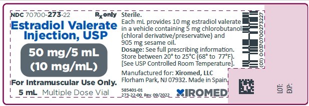 Estradiol valerate injection, USP 10 mg/mL - NDC 70700-273-22 - Vial Label