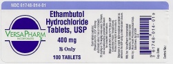 Ethambutol Hydrochloride Tablets, USP 400 mg/100 Tablets