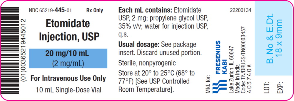 PACKAGE LABEL - PRINCIPAL DISPLAY –Etomidate Injection, USP Single-Dose Vial Label
