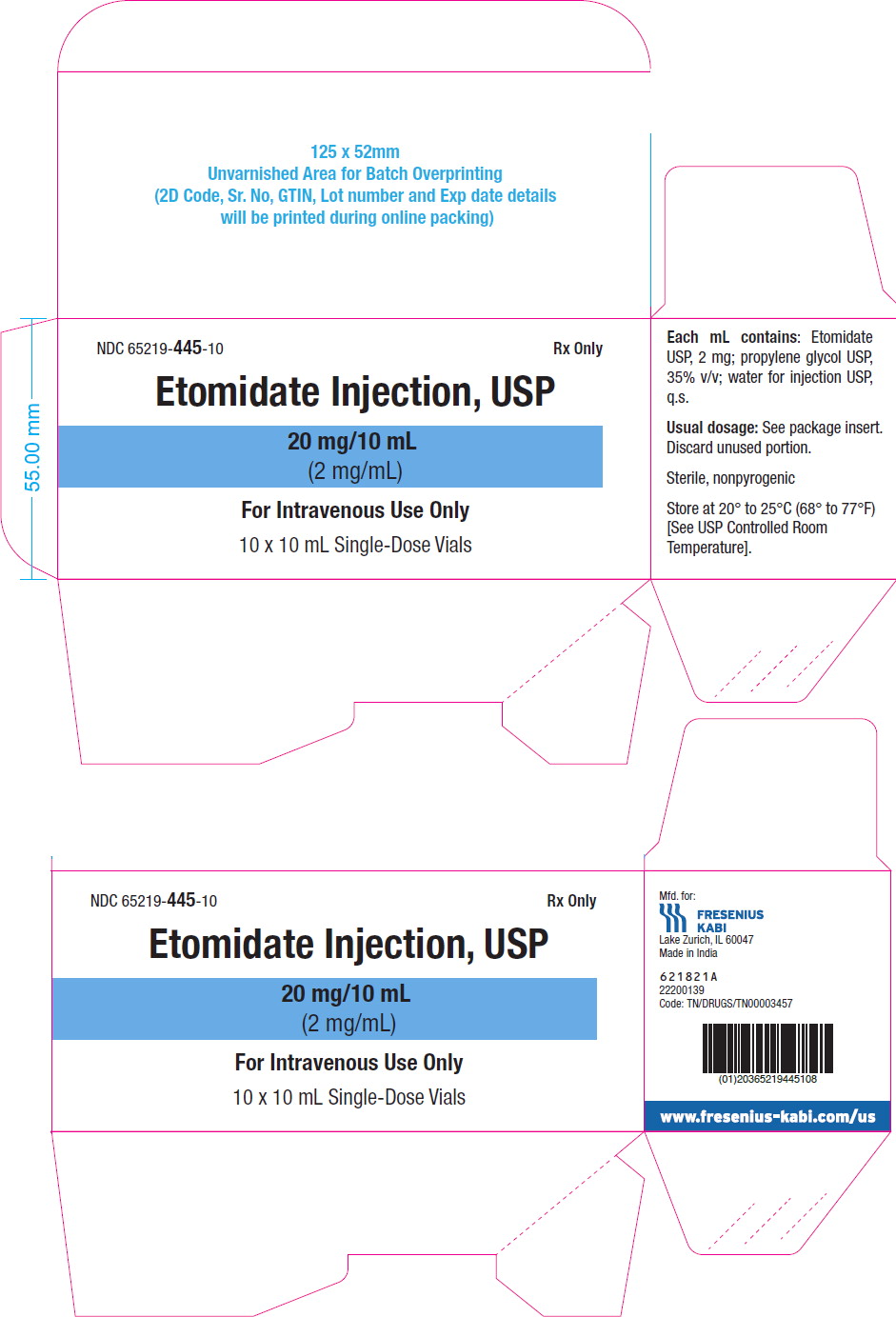 PACKAGE LABEL - PRINCIPAL DISPLAY –Etomidate Injection, USP Single-Dose Carton
