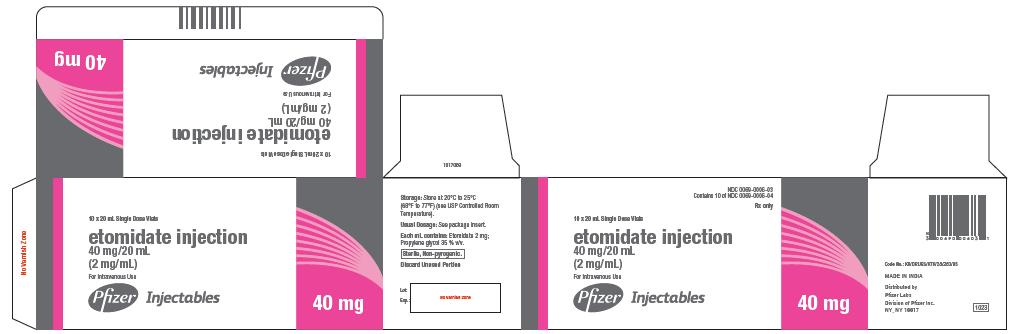 Etomidate injection 40 mg per 20 ml carton label