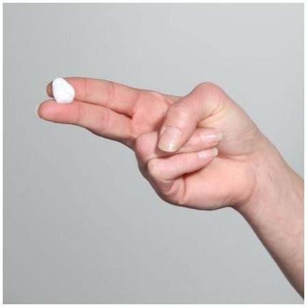 Figure G: Pick up a small amount of EVOCLIN Foam on your fingertips and gently rub into the affected area until the foam disappears