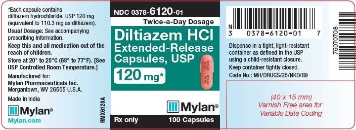 Diltiazem Hydrochloride Extended-Release Capsules, USP 120 mg Bottle Label
