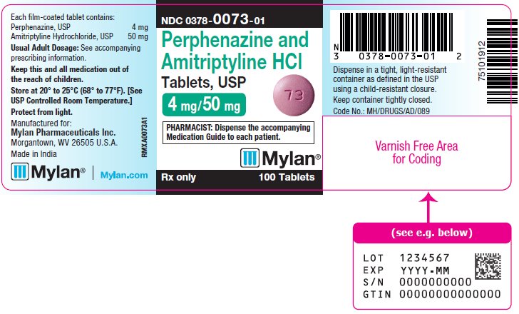Perphenazine and Amitriptyline Hydrochloride Tablets, USP 4 mg/50 mg Bottle Label