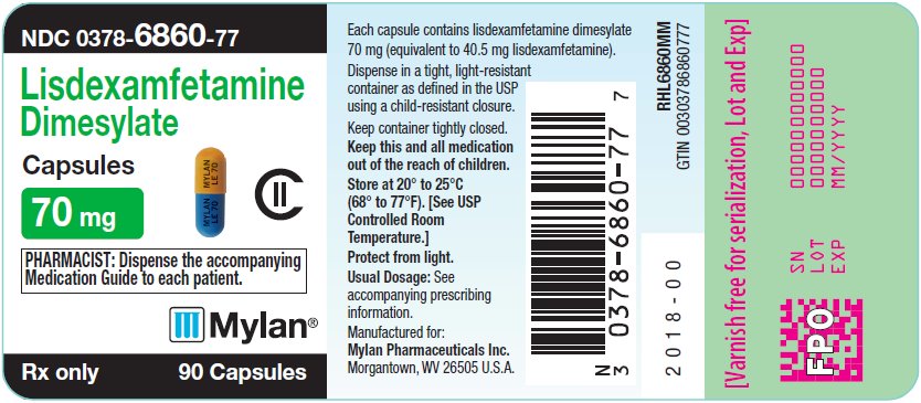 Lisdexamfetamine Dimesylate Capsules 70 mg Bottle Label