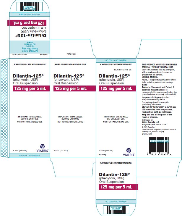 Dilantin - 125 mg per 5 mL carton label