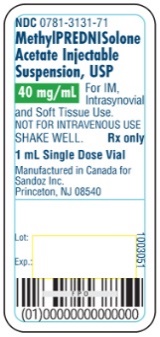 Methylprednisolone Acetate 40 mg 1 mL Label