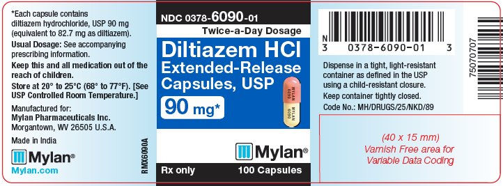 Diltiazem Hydrochloride Extended-Release Capsules, USP 90 mg Bottle Label