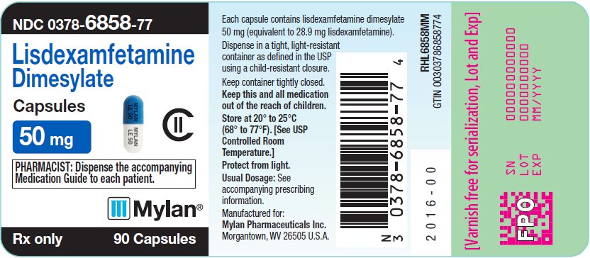 Lisdexamfetamine Dimesylate Capsules 50 mg Bottle Label