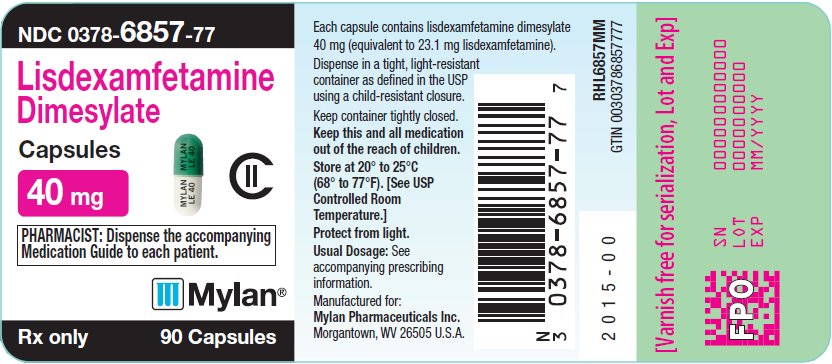 Lisdexamfetamine Dimesylate Capsules 40 mg Bottle Label