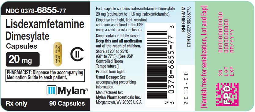 Lisdexamfetamine Dimesylate Capsules 20 mg Bottle Label