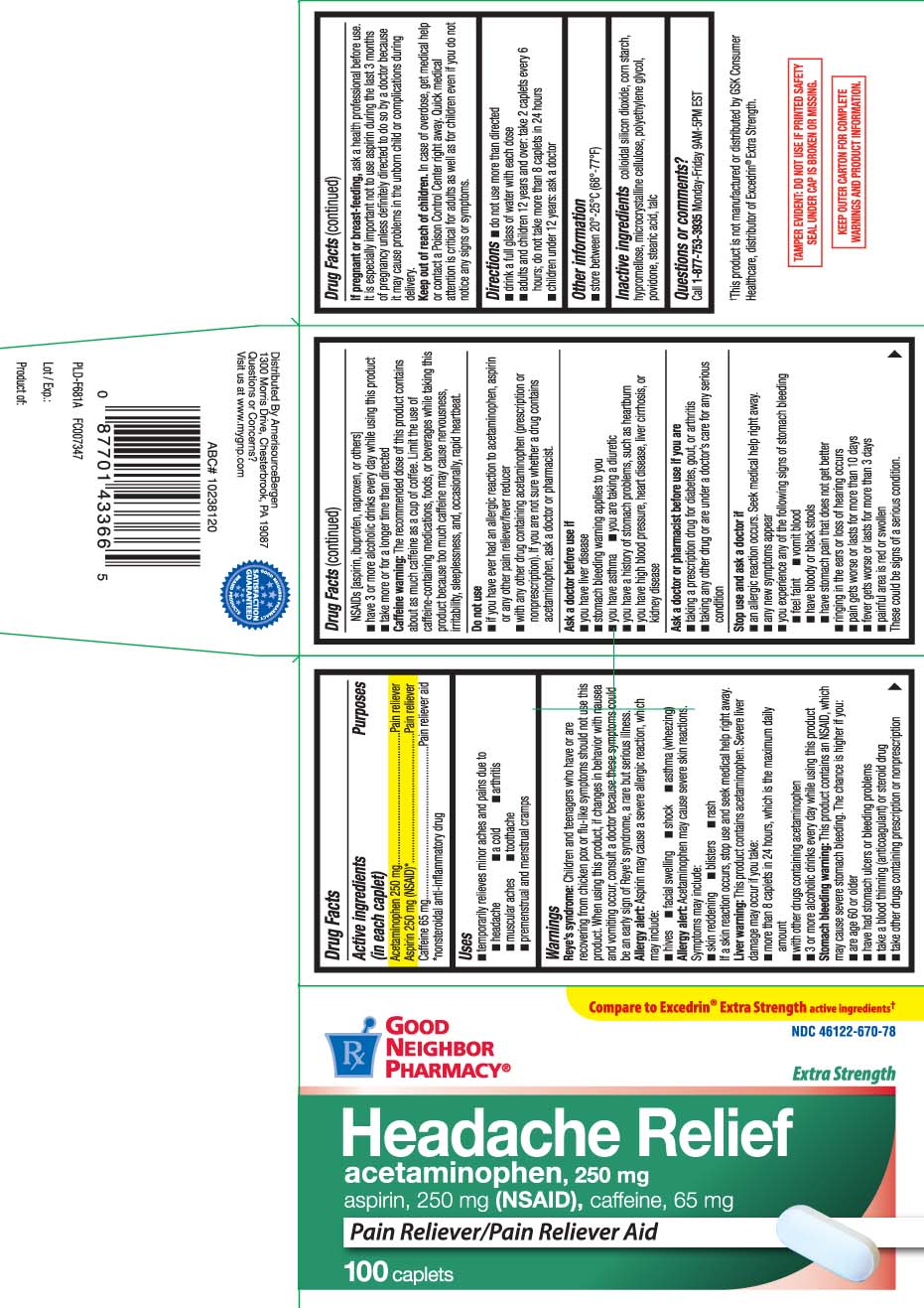 acetaminophen 250 mg, Aspirin 250 mg (NSAID)*, Caffeine 65 mg, *nonsteroidal anti-inflammatory drug