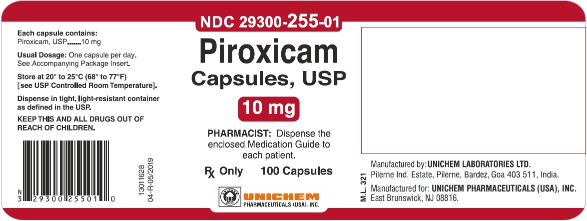 Piroxicam Capsules USP, 10 mg - Label