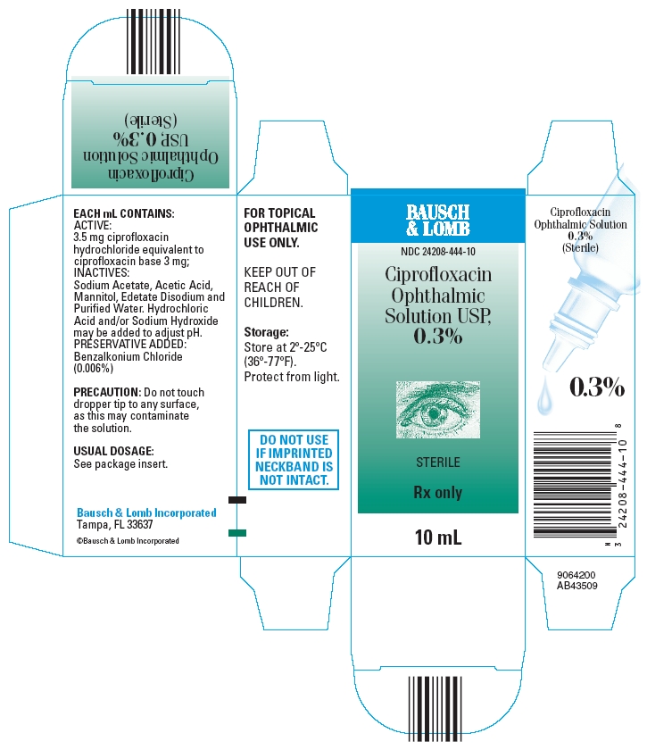 Ciprofloxacin Ophthalmic Solution, 0.3% (Carton, 10 mL - Bausch & Lomb)