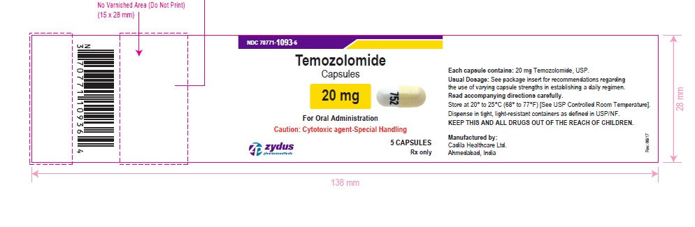 Temozolomide capsules, 20 mg