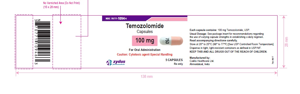 Temozolomide capsules, 100 mg