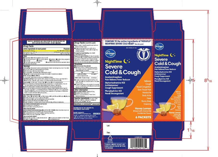 Kroger NIGHTTIME Severe Cold & Cough Honey Lemon 6 Packets