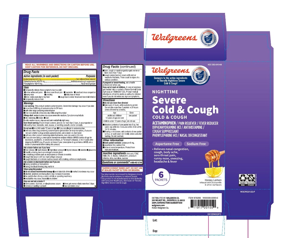 NIGHTTIME Wal-Flu Severe Cold & Flu Honey Lemon 6 Packets