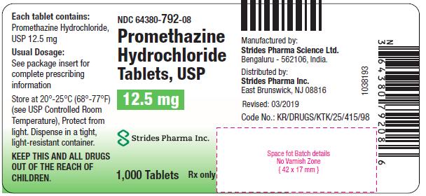 Promethazine Hydrochloride Tablets, USP 12.5 mg