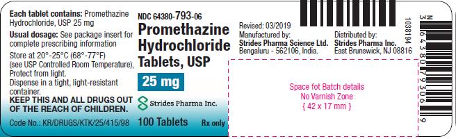 Promethazine Hydrochloride Tablets, USP 25 mg