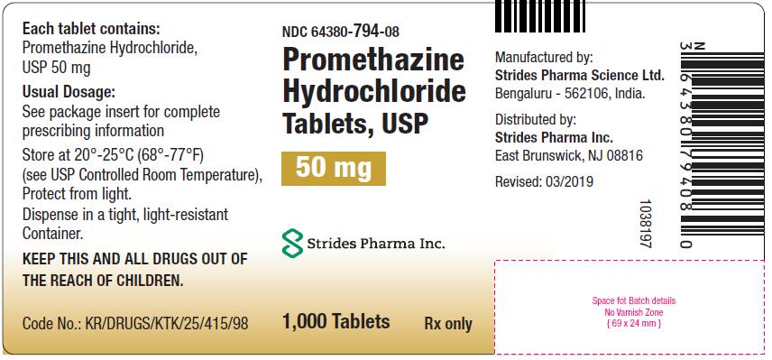 Promethazine Hydrochloride Tablets, USP 50 mg