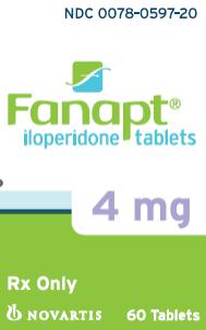 PRINCIPAL DISPLAY PANEL
Package Label – 4 mg
Rx Only		NDC 0078-0597-20
Fanapt® 
iloperidone tablets
4 mg
60 Tablets
