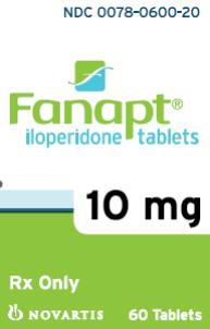 PRINCIPAL DISPLAY PANEL
Package Label – 10 mg
Rx Only		NDC 0078-0600-20
Fanapt® 
Iloperidone tablets
10 mg
60 Tablets
