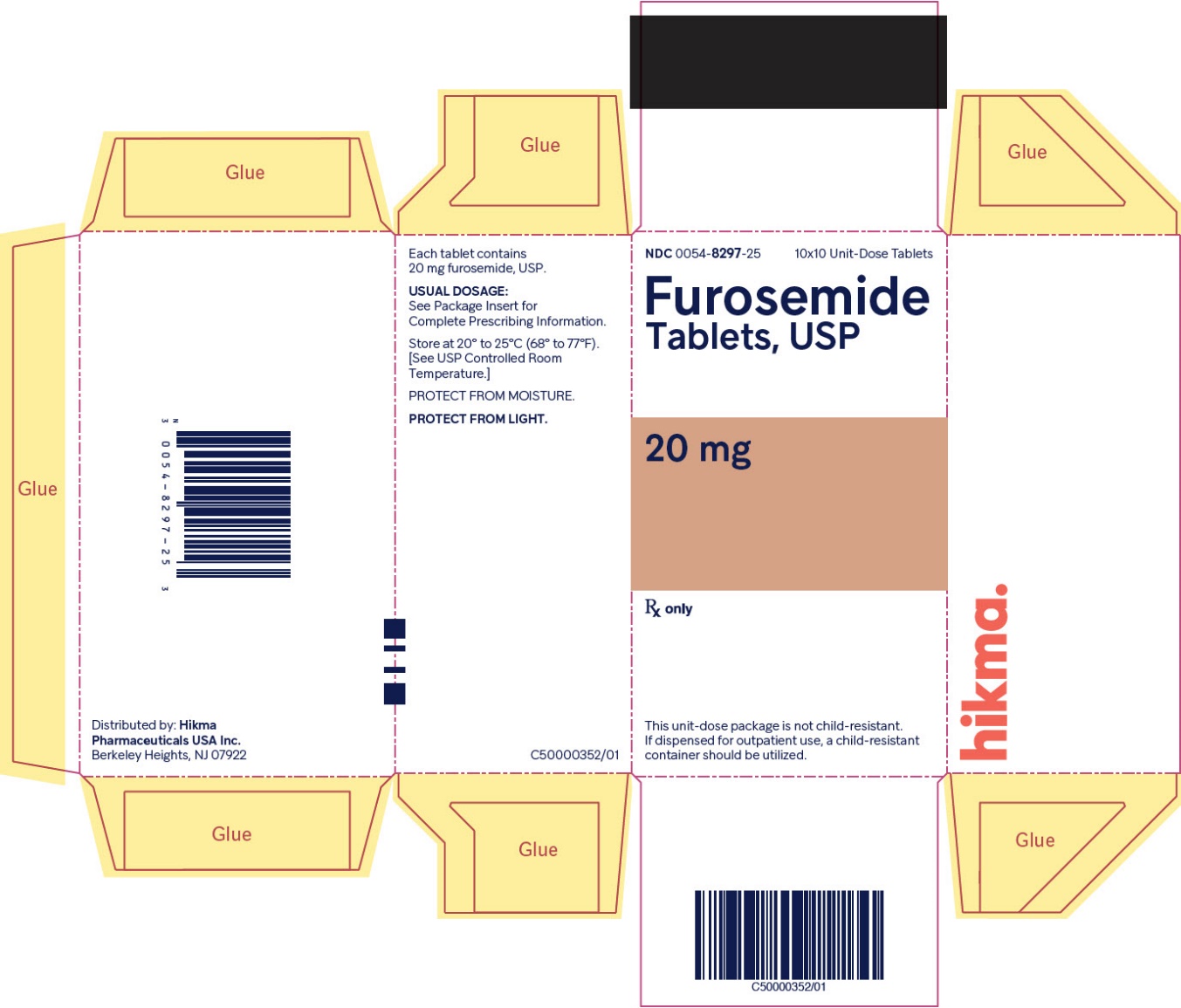 Furosemide Tablets USP, 20 mg (10x10 Unit-Dose Tablets) folding carton image