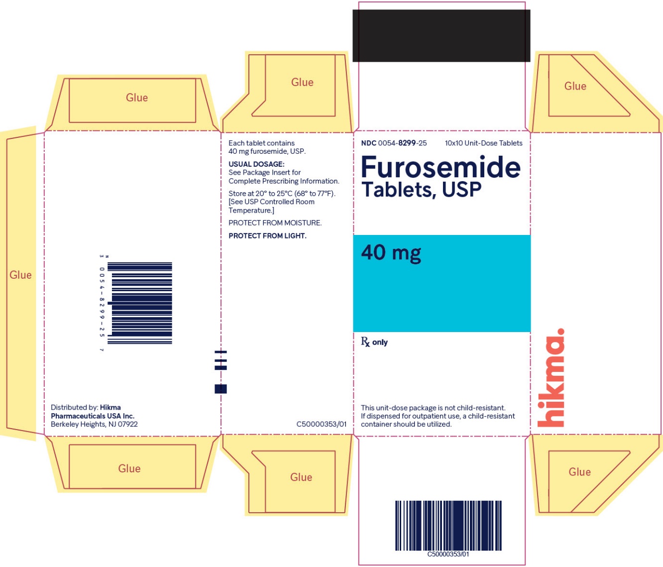 Furosemide Tablets USP, 40 mg (10x10 Unit-Dose Tablets) folding carton image