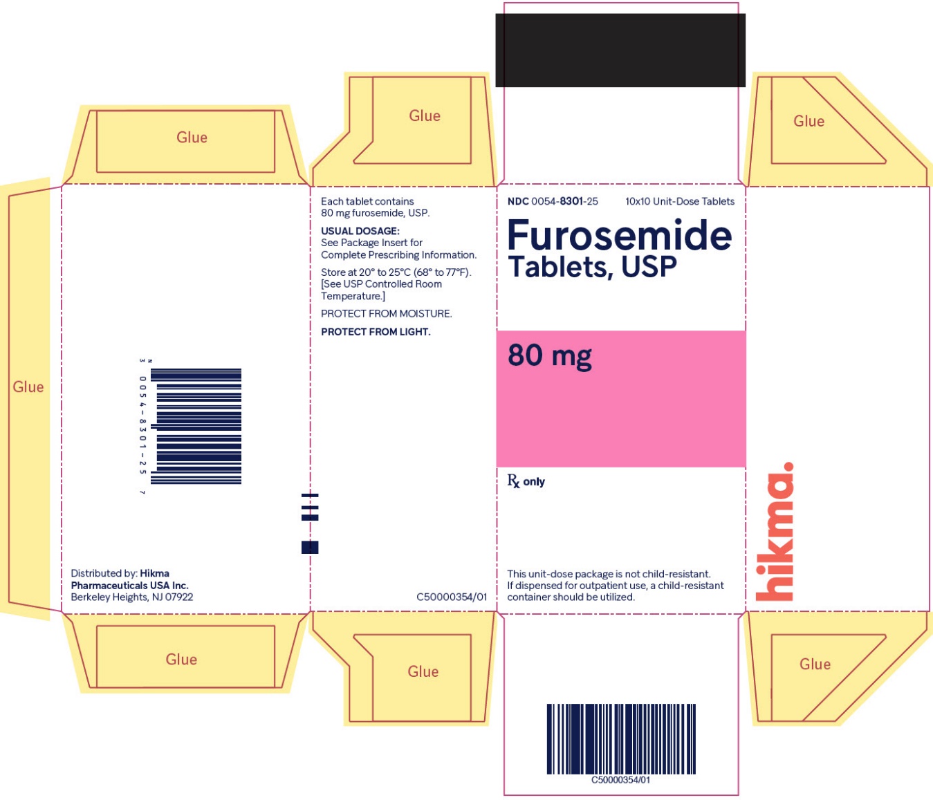 Furosemide Tablets USP, 80 mg (10x10 Unit-Dose Tablets) folding carton image