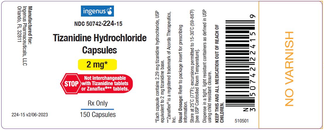 Tizanidine Hydrochloride Capsules 2 mg Bottle Label