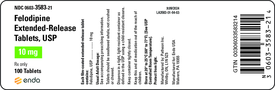 This is an image of Felodipine Extended-Release Tablets, USP 10 mg ,100 count label.