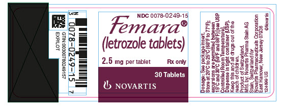 PRINCIPAL DISPLAY PANEL
							NDC 0078-0249-15
							Femara®
							(letrozole tablets)
							2.5 mg per tablet
							Rx only
							30 Tablets
							NOVARTIS
							