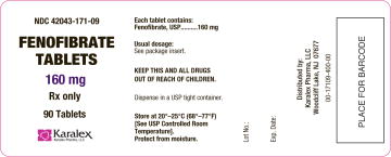 Fenofibrate Tablets Bottle Container Label for 160 mg – 90 Tablets
