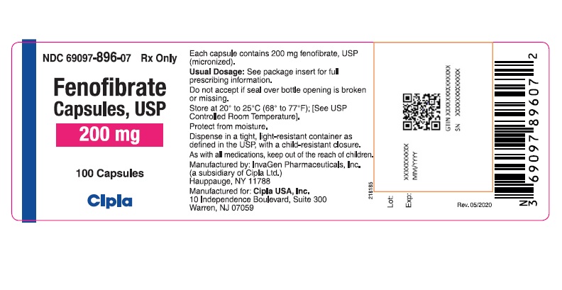 Fenofibrate Capsules, USP 200 mg Bottle Label