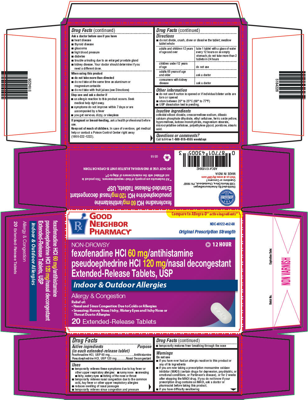 PRINCIPAL DISPLAY PANEL - 60 mg/120 mg Tablet Blister Pack Carton