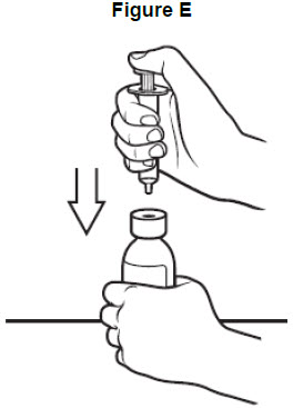 image of of how to insert the oral syringe into the bottle
