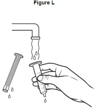image of rinsing the oral syringe (plunger and barrel)